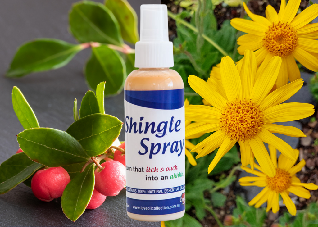 Shingle Spray. Natural Shingle remedy. Essential oils for shingles. treat shingles naturally. Natural shingle spray. Australia. Buy online.