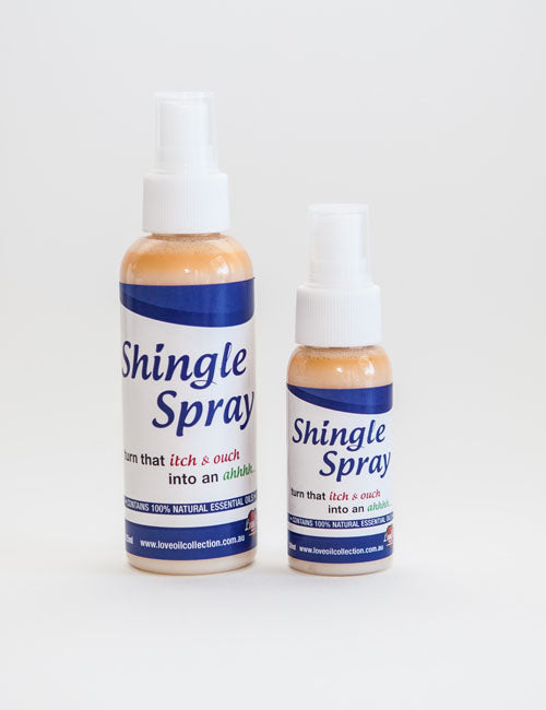 Shingle Spray- 125ml Turn that itch and ouch into an ahhhhh....    Contains 100% Natural Essential Oils   Choose from:   1x 125ml bottle; or 2x 125ml bottles (SAVE BUYING TWO)